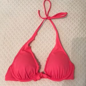 Victoria’s Secret Ruffle Halter Bikini Top Coral